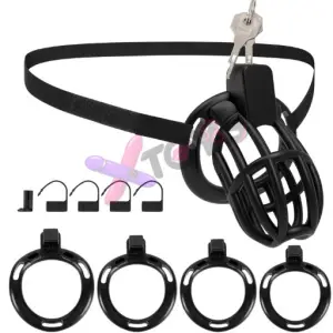 UTIMI Male Chastity Cage – 4 Size Rings & Hidden Lock